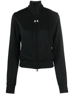 Courreges Hoodies & Sweatvesten ,Zwart ,Zip-Through Sweatshirt