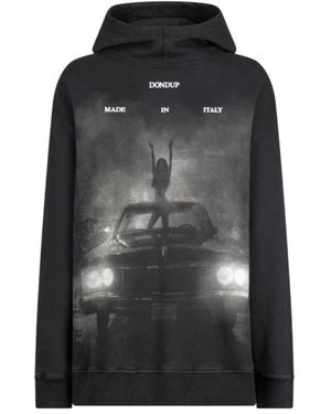 Dondup Hoodies & Sweatvesten ,Zwart ,Katoen Oversized Hoodie