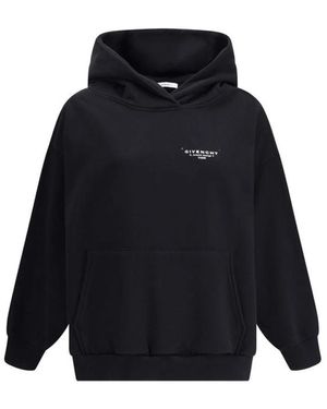 Givenchy Zwarte Katoenen Hoodie Met Bedrukt Logo - Blauw