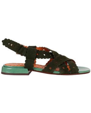 Chie Mihara Schoenen ,Groen ,Leer Tyby Gevlochten Platte Sandaal