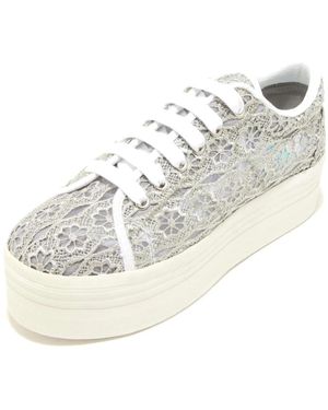 Jeffrey Campbell Grau-Weiße Slip-On Sneakers Mit Spitzen-Effekt - Mettallic