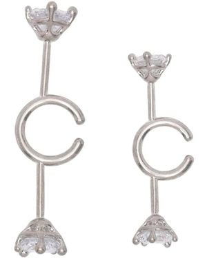 Panconesi Accessoires ,Grijs ,Diamanti Spina Oorklemmen - Wit