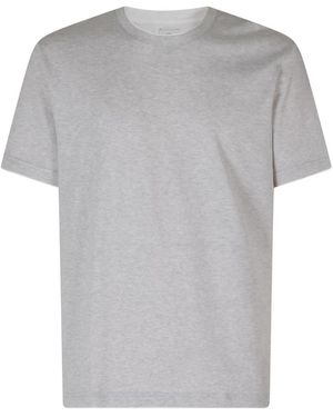 Eleventy Tops ,Grijs ,Katoen T-Shirt Met Ronde Hals