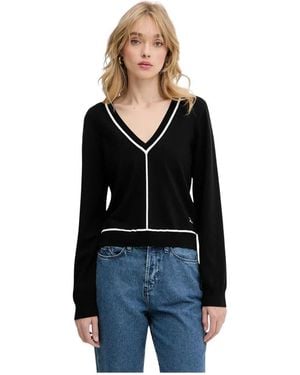 KARL LAGERFELD V-Ausschnitt Pullover - Schwarz