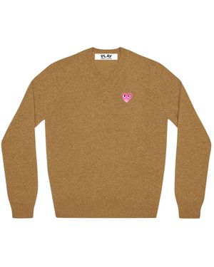 COMME DES GARÇONS PLAY V-Neck Knitwear - Marrón