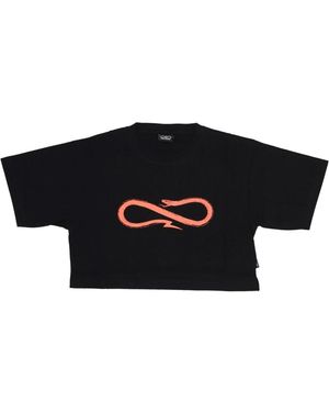 Propaganda Tops ,Zwart ,Katoen Zwart Logo Croptop Tee Vrouwen