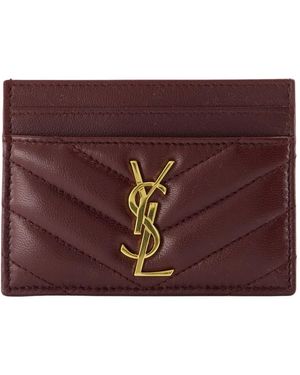Saint Laurent Bordeaux Leren Kaarthouder - Paars