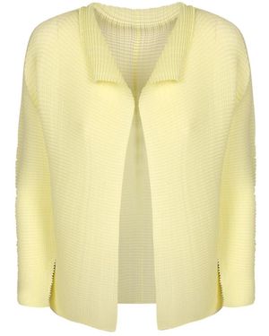 Issey Miyake Jassen ,Geel ,Polyester Wooly Pleats-66