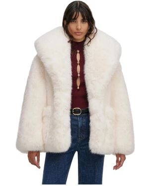 Self-Portrait Faux Fur & Shearling Jackets - Natural