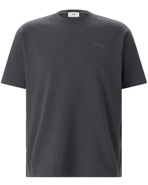 Autry Tops ,Zwart ,Katoen T-Shirt Met Ronde Hals