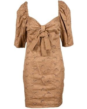 Giulia N Couture Baumwoll elasthan kleid für frauen - Braun