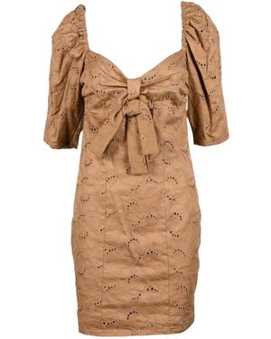 Giulia N Couture Kleedjes ,Bruin ,Katoen Katoen Elastaan Jurk Voor Vrouwen
