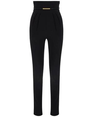 Elisabetta Franchi Schwarze Leichte Crepe-Hose Mit Schmaler Passform