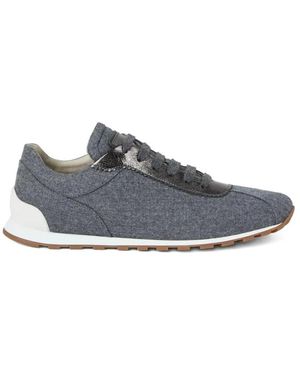 Brunello Cucinelli Wool Blend Runner Sneakers - Blau