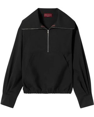 Gucci Reißverschluss-Sweatshirt Mit Logo-Stickerei - Schwarz