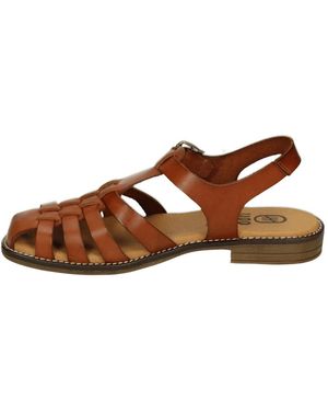 Hee Schoenen ,Bruin ,Leer 26303 Flat Sandalen