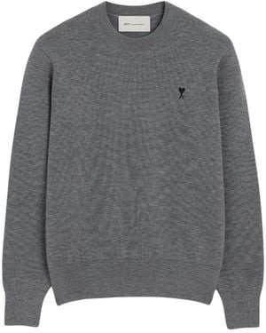 Ami Paris Round-Neck Knitwear - Gris