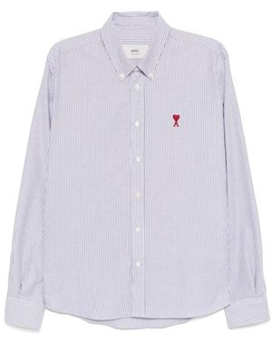 Ami Paris Overhemden ,Blauw ,Katoen De Coeur Shirt - Paars