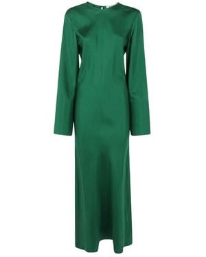 Rohe Jurk Met Wijde Mouwen Van Zijde - Groen