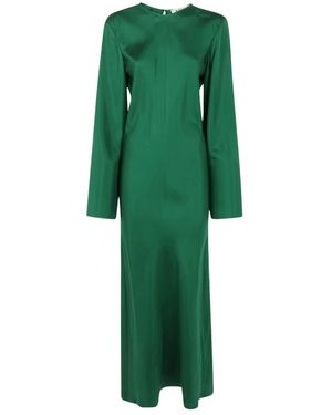 Rohe Minimales Seidenkleid Mit Weiten Ärmeln - Grün