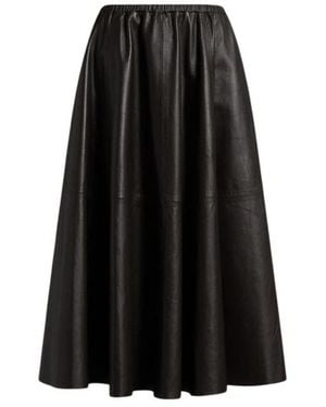 Alberta Ferretti Rokken ,Zwart ,Wijde Soepele Leren Rok