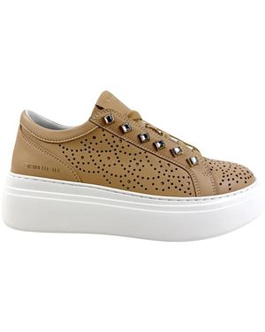 Emanuélle Vee Schoenen ,Bruin ,Leer Bice Sneaker Traforata Pelle - Naturel
