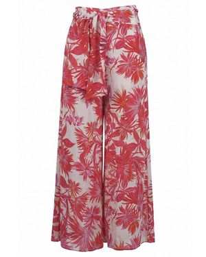 Maliparmi Broeken ,Veelkleurig ,Pantalone Botanical Jungle - Rood