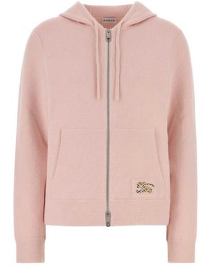 Burberry Hoodies & Sweatvesten ,Roze ,Kasjmier Zip-Hoodie Van Kasjmiermix