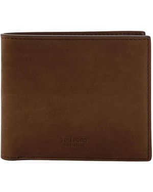 Tom Ford Elongated T Line Classic Bifold Portemonnee - Bruin