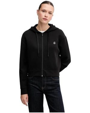 ARMANI EXCHANGE Reißverschluss-Sweatshirt Mit Kontrastkapuze - Schwarz