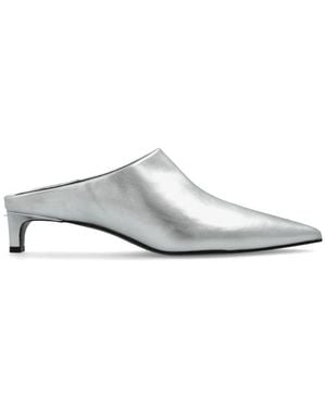 Jil Sander Schoenen ,Grijs ,Leer Leren Schoenen Met Hak - Wit