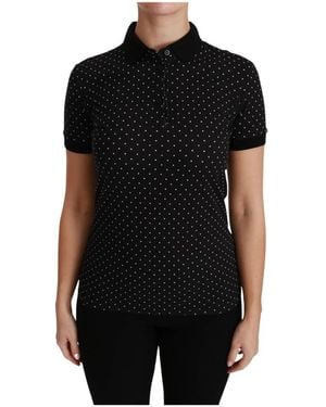Dolce & Gabbana Polo in cotone con colletto a pois nero