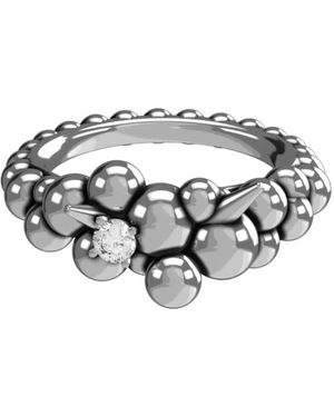 John Richmond Accessoires ,Grijs ,Ring Met Puntige Kralen En Diamant - Metallic