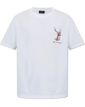 Etro T-Shirt Met Geborduurd Logo - Wit