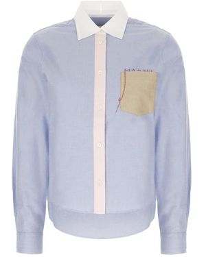 Marni Baby Shirt Mit Handgesticktem Logo - Blau