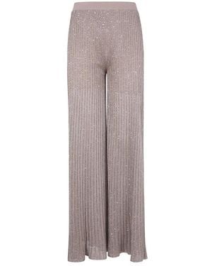 D.exterior Broeken ,Bruin ,Glitter Knit Wide Leg Pants