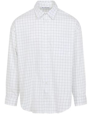 Acne Studios Overhemden ,Wit ,Katoen Geruit Overhemd Met Knoopsluiting