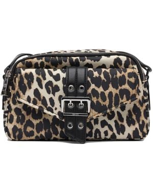 Ganni Luipaard Crossbody Tas Bruin - Zwart