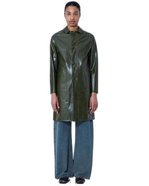 MM6 by Maison Margiela Faux-Leather Button-Up Coat - Grün