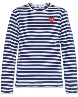 COMME DES GARÇONS PLAY Long Sleeve T-Shirts - Blue