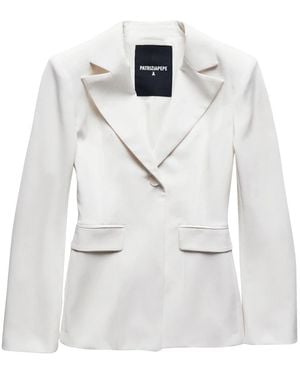 Patrizia Pepe Jassen ,Leer Single-Breasted Blazer Van Stretchcrêpe - Wit