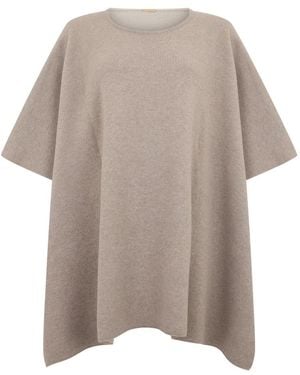 Moorer Poncho Met Ronde Kraag - Grijs