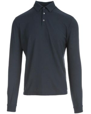 Zanone Blauw Polo Met Lange Mouwen