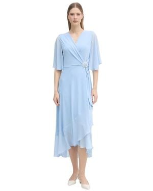 Joseph Ribkoff Fließendes Wickelkleid Aus Seidigem Strick - Blau