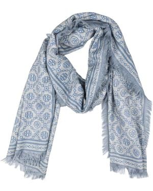 Tory Burch T Monogram Blumen-Schal - Blau