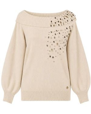 Twinset Truien & Vesten ,Polyester Actitude Trui - Naturel
