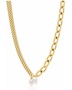 Nialaya Transformer Pearl Necklace - Metallic