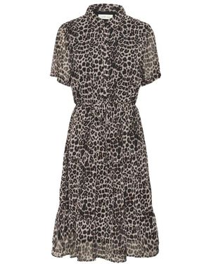 Cream Shirt Dresses - Grey