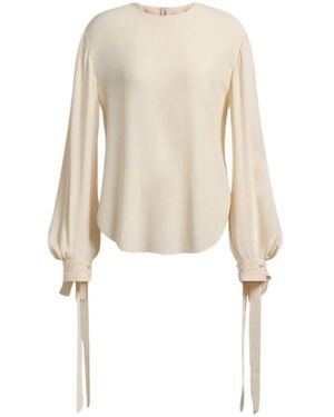 Alberta Ferretti Overhemden ,Crêpe De Chine Blouse Met Strikken - Naturel