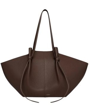 Yuzefi Tassen ,Bruin ,Leer Grote Mochi Pebble Grain Leren Tas